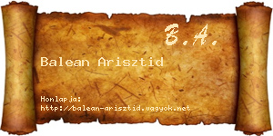 Balean Arisztid névjegykártya